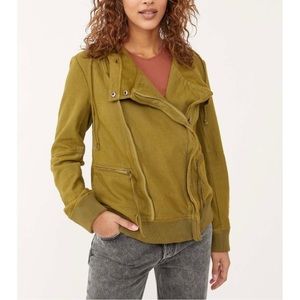 Nwt Free People Carmen Moto Jacket in Olive Sparrow Size Large